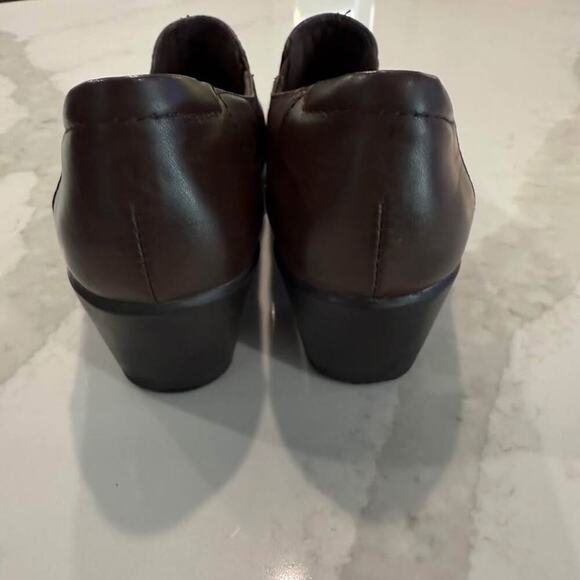 Michel M Pineapple Leather Slip On Wedge Clogs Women's 10M Brown Comfort Casual - Picture 3 of 10